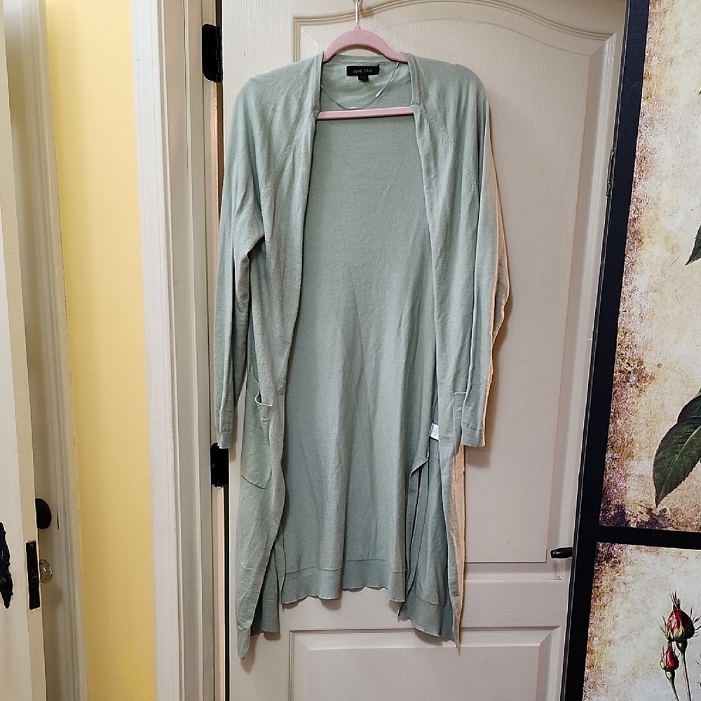LOVE TREE LIGHT GREEN OPEN FRONT CARDIGAN